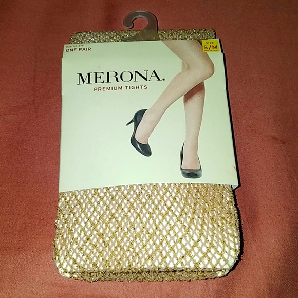 NWT Gold Glittered Fishnet Tights - Picture 1 of 2